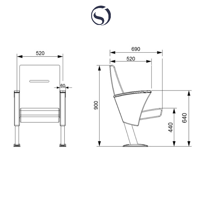 Akon Series – A40 Model – Auditorium, Theater Chair – Dimensions, Price