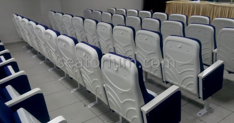 Blue White Auditorium Chairs Project Installation - Seatorium™'s Auditorium