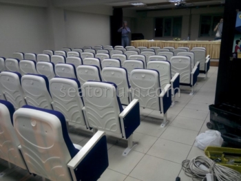 Blue White Auditorium Chairs Project Installation - Seatorium™'s Auditorium