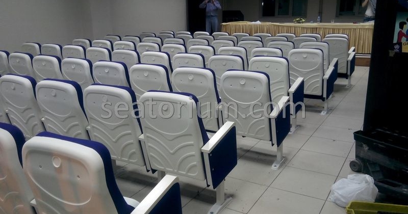 Blue White Auditorium Chairs Project Installation - Seatorium™'s Auditorium