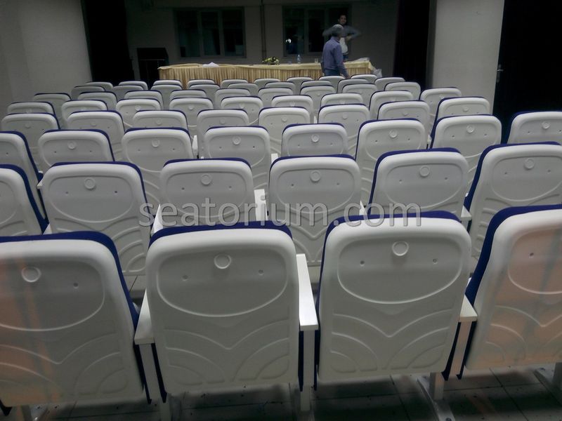 Blue White Auditorium Chairs Project Installation - Seatorium™'s Auditorium