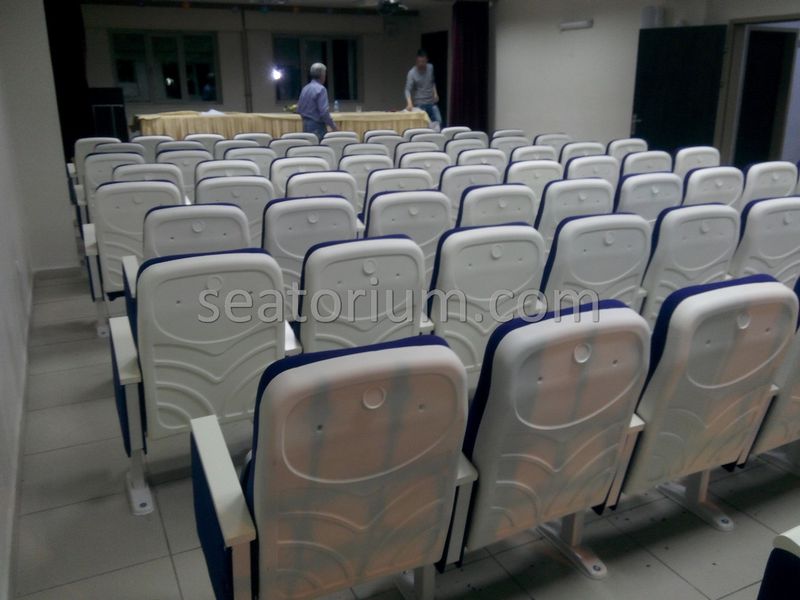 Blue White Auditorium Chairs Project Installation - Seatorium™'s Auditorium